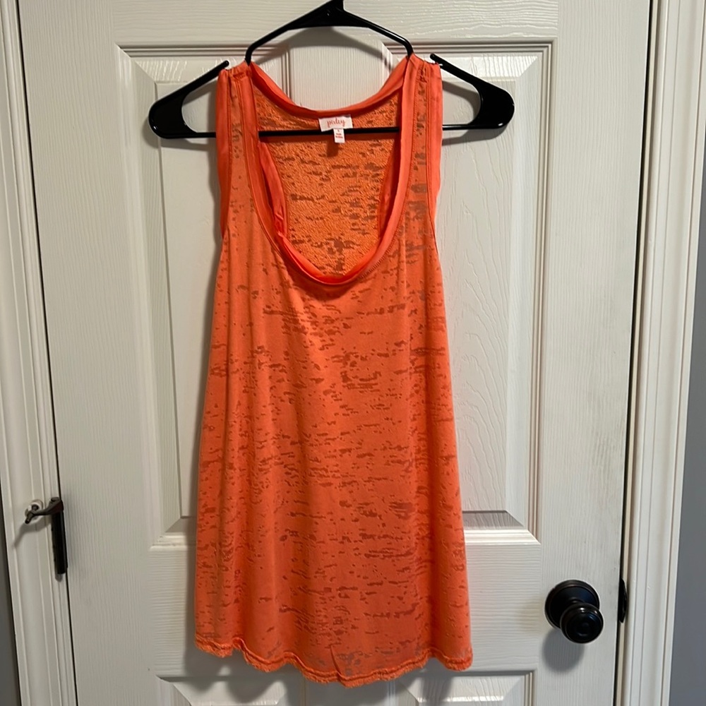 orange burnout fabric tank top